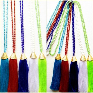 50 pieces free shipping include of beads crystal necklace tassels caps long strand